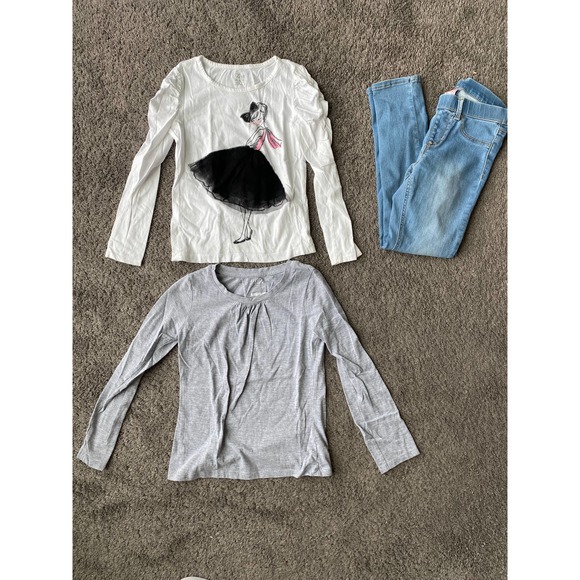 Girls size medium 7/8 long sleeve top, jeggings bundle - Picture 2 of 10